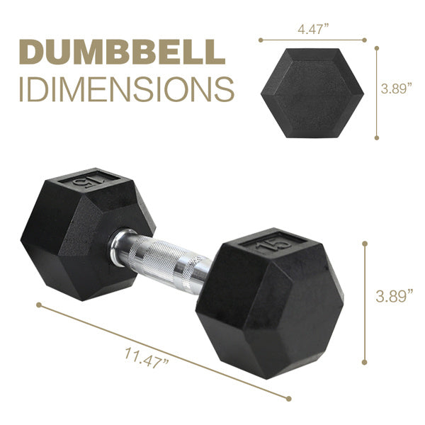 15LB 2 HDRS Solid Cast Iron Dumbbells