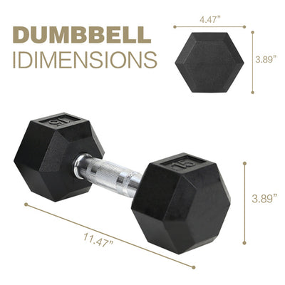 15LB 2 HDRS Solid Cast Iron Dumbbells