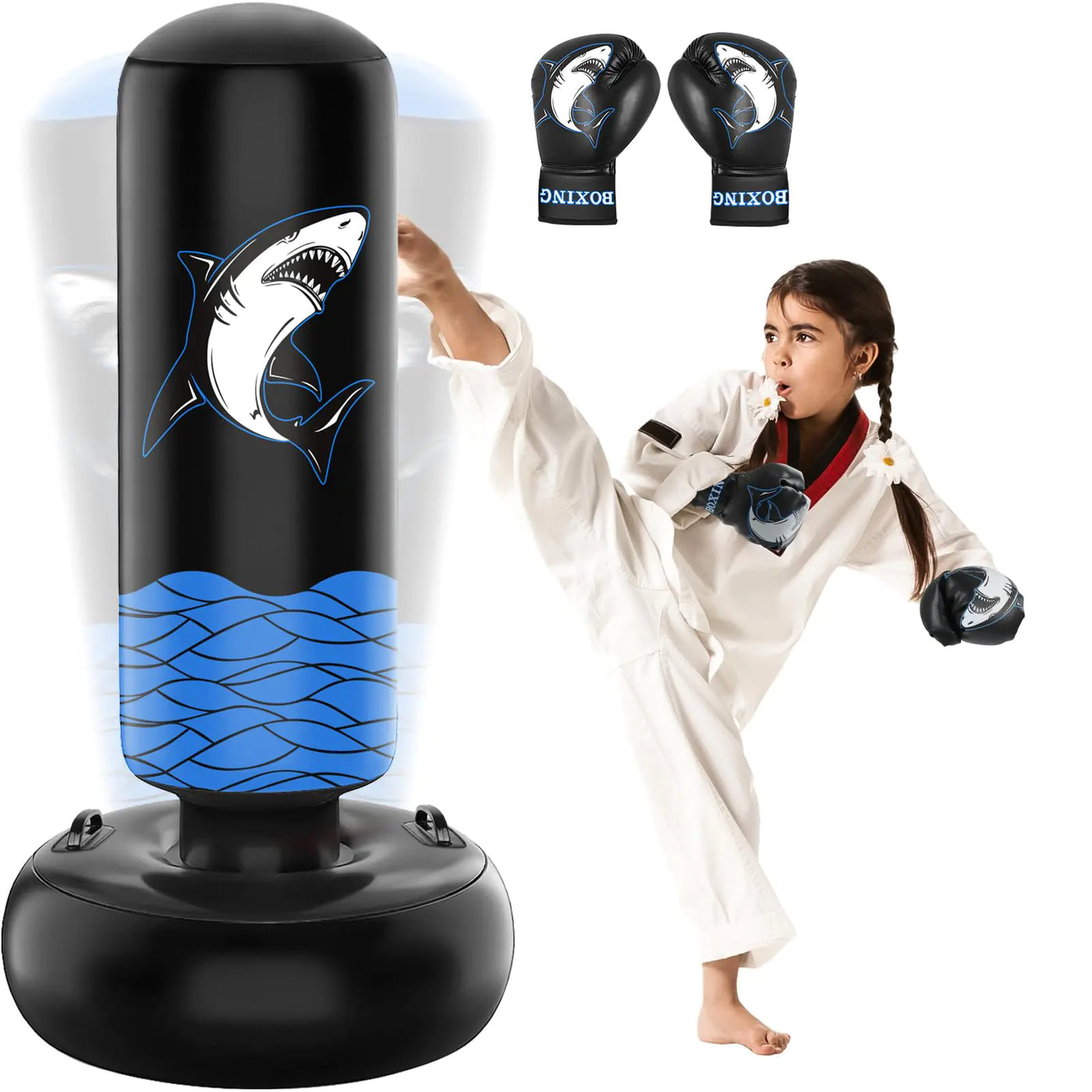 Freestanding with Boxing Gloves Kicking Bag